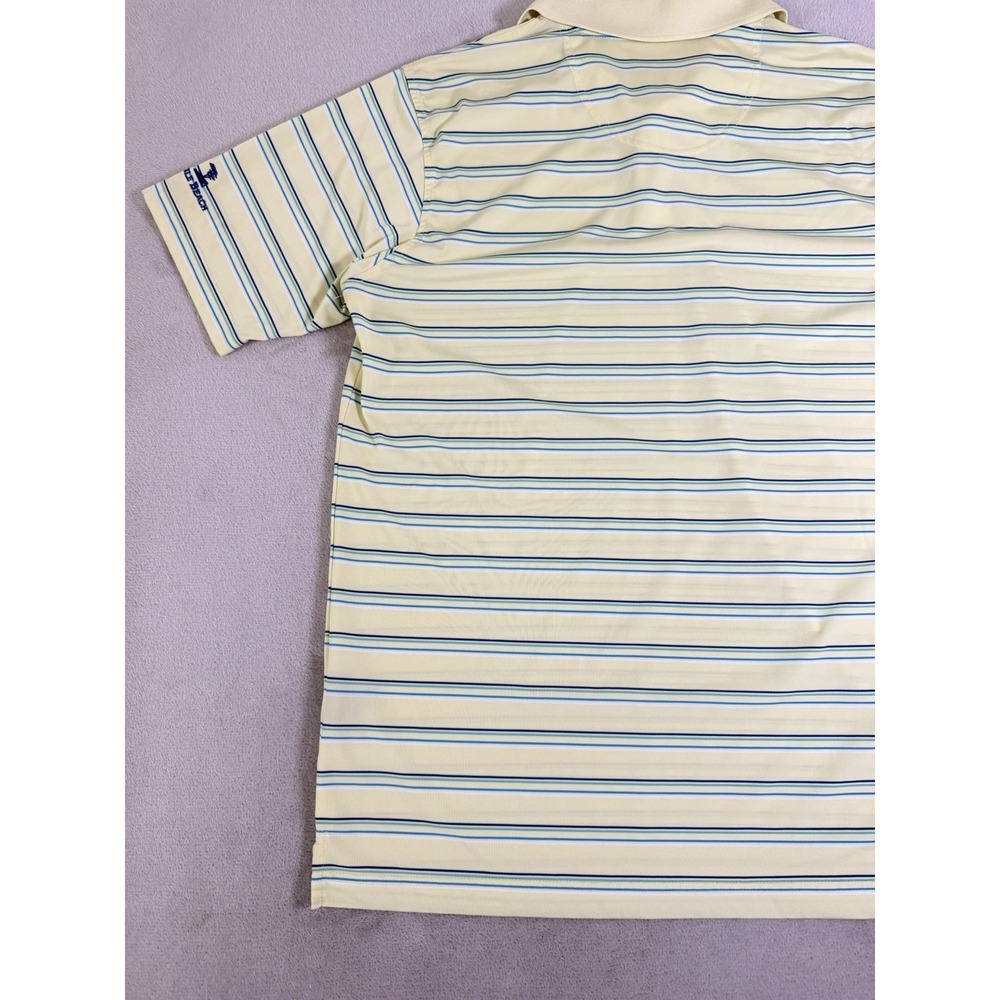Pebble Beach Dry Luxe Performance Polo Shirt Men's Large Striped Golf Yellow - Picture 15 of 16